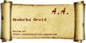 Andorka Arvid névjegykártya